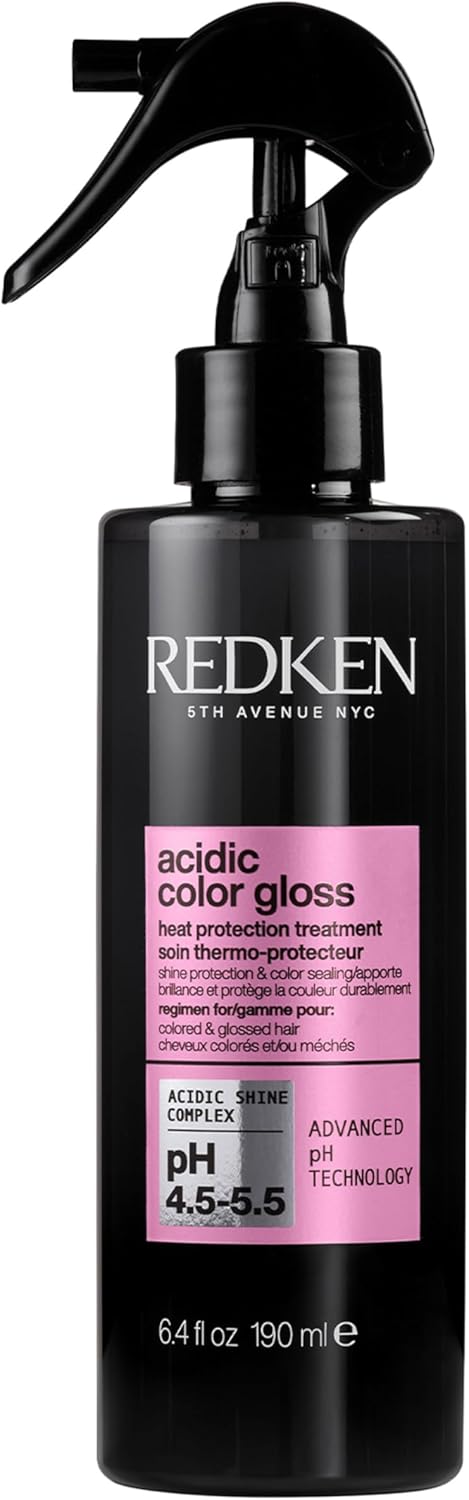 Redken Acidic Color Gloss Heat Protection Leave-In Treatment Spray | 190ml Professional heat protection leave-in treatment spray, conditions, protects color & provides molecular-level shine