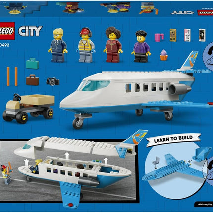 LEGO City Passenger Jet 60492 Plane Model Kit, 4 Minifigures & Travel Accessories, Educational Set, Gift for 4+ Year Old Boys & Girls, 118 Pieces