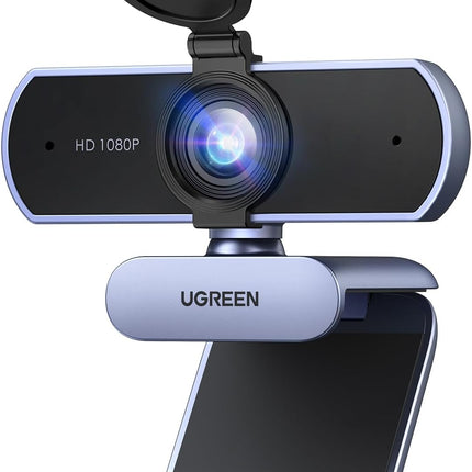 كاميرا الويب UGREEN 1080P كاميرا كمبيوتر ميكروفون USB HD للابتوب بث رمادي