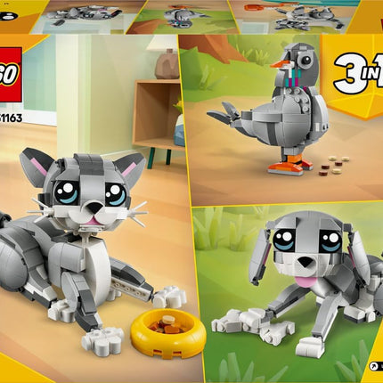 LEGO Creator 3in1 Playful Cat 31163 Cat Transforms into a Pigeon or Dog, Animal Figure Toy, Gift for 8+ Year Old Boys & Girls, 407 Pieces