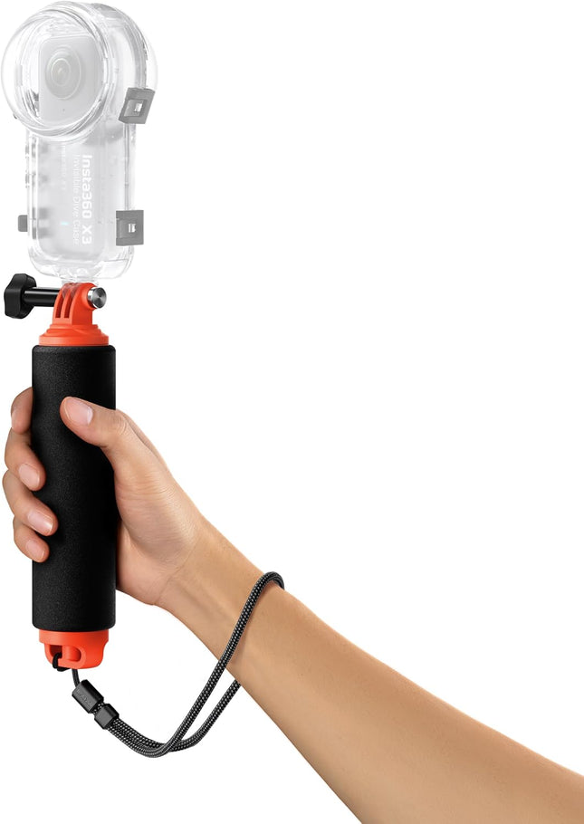 Insta360 Floating Hand Grip، حامل عائم بمقبض غير قابل للانزلاق، متوافق مع كاميرات الحركة Insta360 Ace, Ace Pro, Ace Pro 2, GO 3, GO 3S, GO Ultra, X2, X3, X4, X5، أسود وبرتقالي