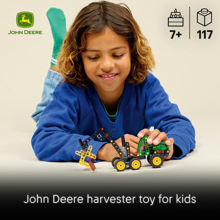 LEGO Technic John Deere 1470H Wheeled Harvester 42218 Construction Vehicle Toy, Rotating Boom & Working Claw, STEM Model Kit, Gift for 7+ Year Old Boys & Girls, 117 Pieces