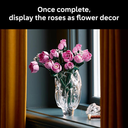 LEGO Botanicals Bouquet of Pink Roses 10374 Artificial Flowers, Baby's Breath Sprigs, Building Set for Adults, Home Decor, DIY Gift Idea, 789 Pieces