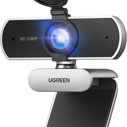 كاميرا ويب UGREEN 1080P ميكروفون كاميرا الكمبيوتر للابتوب بث فضي رمادي