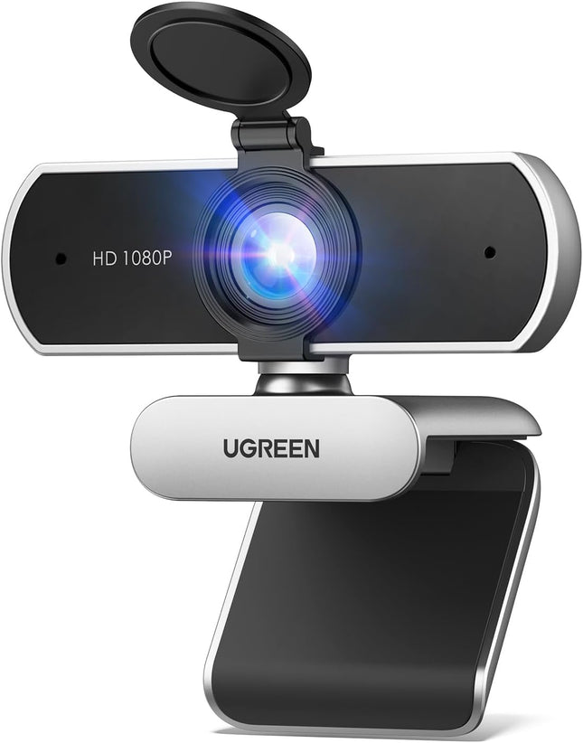 كاميرا ويب UGREEN 1080P ميكروفون كاميرا الكمبيوتر للابتوب بث فضي رمادي
