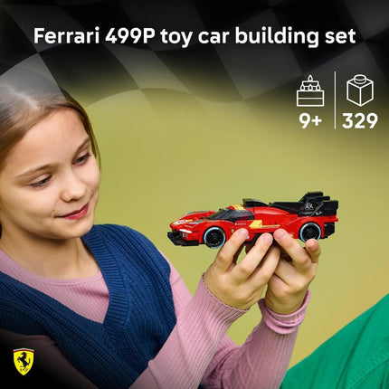 LEGO Speed Champions Ferrari 499P 77261 Race Car Toy, Collectible Driver Minifigure, STEM Model Kit, Gift for 9+ Year Old Boys & Girls, 329 Pieces