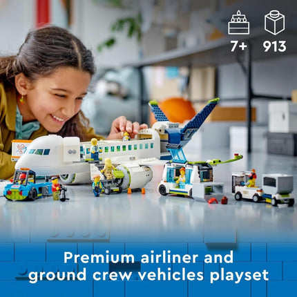 LEGO City Passenger Aeroplane 60367 Plane Model Building Set, Airport Ground Crew Vehicles, Play Set, Gift for 7+ Year Old Boys & Girls, 913 Pieces