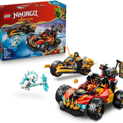 LEGO NINJAGO Kai and Cole's Combiner Vehicles 71864 Ninja Car & Motorbike Toy, 3 Minifigures incl. Kai & Cole with Katanas, Gift for 7+ Year Old Boys & Girls, 394 Pieces