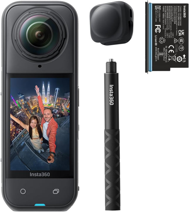 حزمة Insta360 X5 للمبتدئين - كاميرا 360 بدقة 8K مع مستشعرين مزدوجين بحجم 1/1.28 بوصة