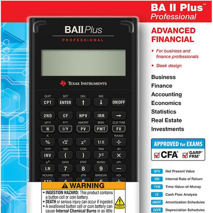 Texas Instruments BA II Plus Professional Calculator | Prompt 10-Digit Display | with IRR & NPV for Cash Flow Analysis | Numerical Analytics