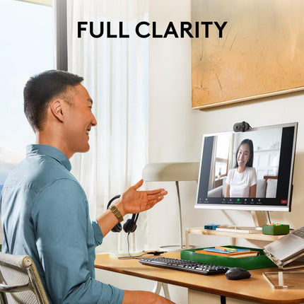 كاميرا ويب لوجيتك بريو 100 بدقة Full HD 1080p للاجتماعات والبث، توازن تلقائي للإضاءة، ميكروفون مدمج، غالق للخصوصية، USB-A، لبرامج Microsoft Teams وGoogle Meet وZoom والمزيد - جرافيت