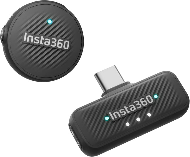 مايك هوائي Insta360 (جهاز إرسال TX واحد + جهاز استقبال RX واحد) - ميكروفون لافالير لاسلكي خفيف الوزن للغاية