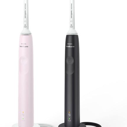 Philips Sonicare 3100 Series Electric Toothbrush Dual Pack – Black &amp; Sugar Rose (HX3675/15)