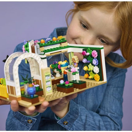 LEGO Friends Creative Flower Shop 42693 Flower Shop Toy, Artificial Flowers, 2 Mini Dolls & Bike, Miniature Set, Gift for 7+ Year Old Girls & Boys, 377 Pieces