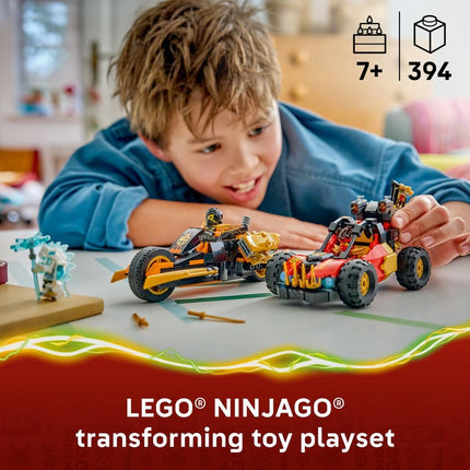 LEGO NINJAGO Kai and Cole's Combiner Vehicles 71864 Ninja Car & Motorbike Toy, 3 Minifigures incl. Kai & Cole with Katanas, Gift for 7+ Year Old Boys & Girls, 394 Pieces