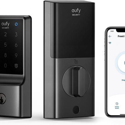 eufy Security Smart Lock C210, 5-in-1 Keyless Entry Door Lock, Built-in WiFi Deadbolt, Smart Door Lock, No Bridge Required, Easy Installation, Touchscreen Keypad, App Remote Control, BHMA Cert