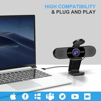 كاميرا ويب EMEET 1080P مع ميكروفون، كاميرا ويب C960 للبث بميكروفونين
