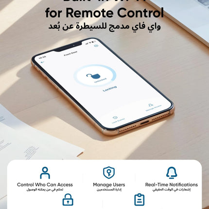 eufy Security Smart Lever Lock C33, Keyless Fingerprint Door Lock with Lever, Integrated Wi-Fi, Remote Control via App, Biometric Entry Knob, Auto-Locking, IP53 Waterproof, Nickel (2025 New Version)