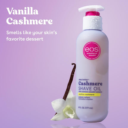 eos Cashmere Skin Collection Shave Oil- Vanilla Cashmere Scented, Entire Bikini Area-Approved, 6 fl oz