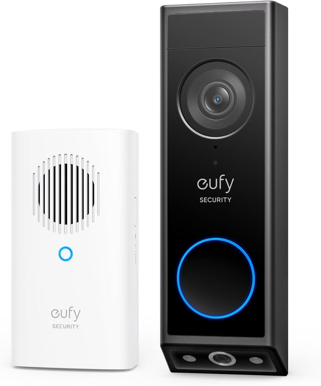 eufy Security Video Doorbell E340 (Battery Powered), Dual Cameras with Delivery Guard, 2K Full HD and Color Night Vision, HomeBase S380 Compatible, No Monthly Fee (E340 with Chime)