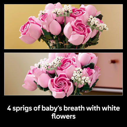 LEGO Botanicals Bouquet of Pink Roses 10374 Artificial Flowers, Baby's Breath Sprigs, Building Set for Adults, Home Decor, DIY Gift Idea, 789 Pieces