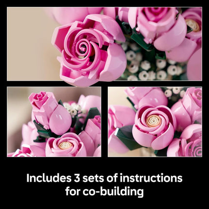 LEGO Botanicals Bouquet of Pink Roses 10374 Artificial Flowers, Baby's Breath Sprigs, Building Set for Adults, Home Decor, DIY Gift Idea, 789 Pieces