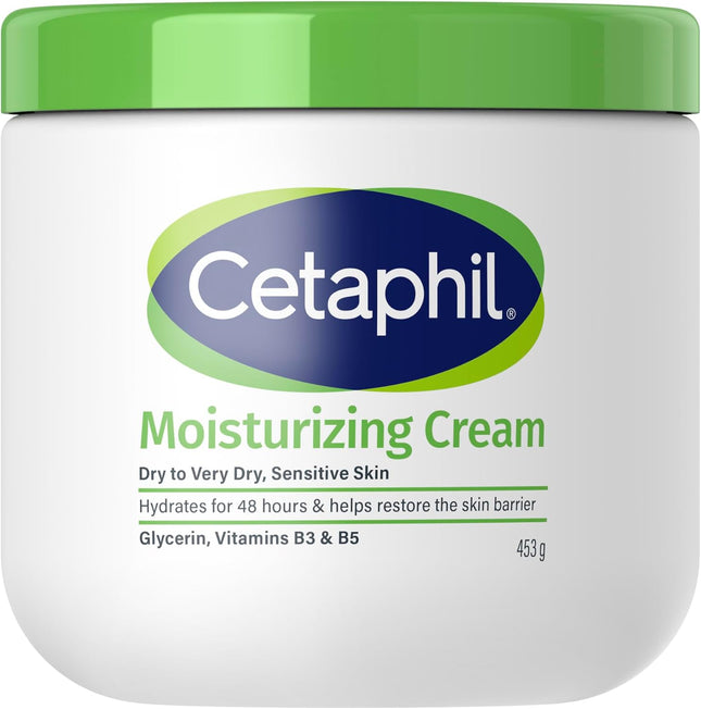 Cetaphil Moisturizing Cream | Face & Body | Men & Women | Normal to Dry to Very Dry Sensitive Skin | Non-Comedogenic | Vit B5, Niacinamid & Panthenol | Unscented | 453g