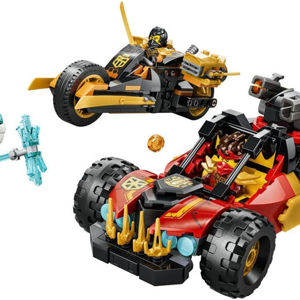 LEGO NINJAGO Kai and Cole's Combiner Vehicles 71864 Ninja Car & Motorbike Toy, 3 Minifigures incl. Kai & Cole with Katanas, Gift for 7+ Year Old Boys & Girls, 394 Pieces