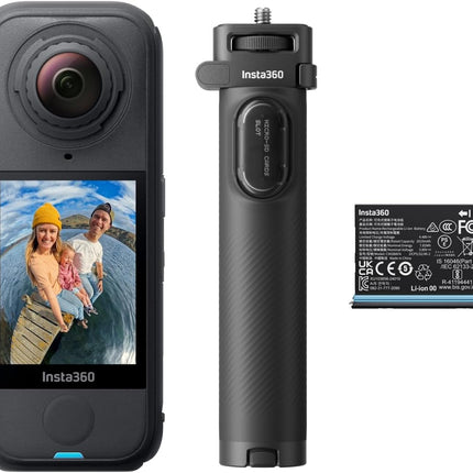 حزمة السفر Insta360 X4 - كاميرا 360 خفيفة الوزن بوزن 165 جرامًا بدقة 8K، عصا سيلفي غير مرئية، عدسات قابلة للاستبدال، صوّر أولاً وأعد التأطير لاحقًا، واقي رياح مدمج، تثبيت FlowState، تطبيق مدعوم بالذكاء الاصطناعي