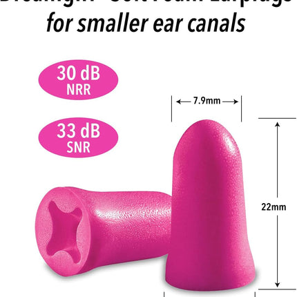 Mack's Dreamgirl Soft Foam Earplugs, 50 Pair, Pink - Small Ear Plugs for Sleeping, Snoring, Studying, Loud Events, Traveling and Concerts, 9350, Pink