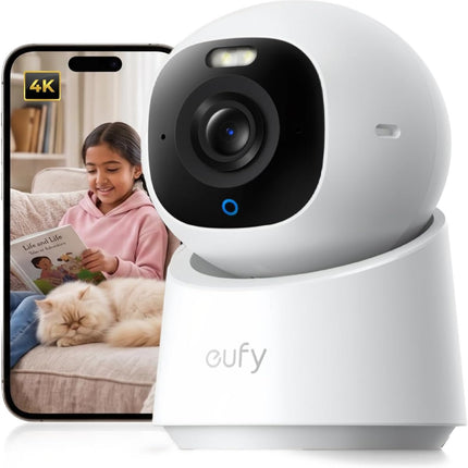 eufy Indoor Cam E30, Latest Generation, 4K UHD security camera,360 Pan-Tilt, Color Night Vision, Al Detection for Human/Pet/Audio/Crying, Human/Pet Auto Tracking, Works with Homekit