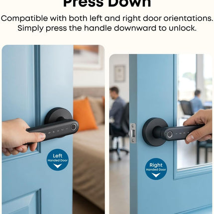 eufy Smart Lock FamiLock C32, Fingerprint Keyless Entry Door Lock with Handle for Interior Doors, Built-in Wi-Fi (2.4 GHz Only), App Control, Self-Learning AI, Auto Lock, 4 AA Batteries, Alexa/Google