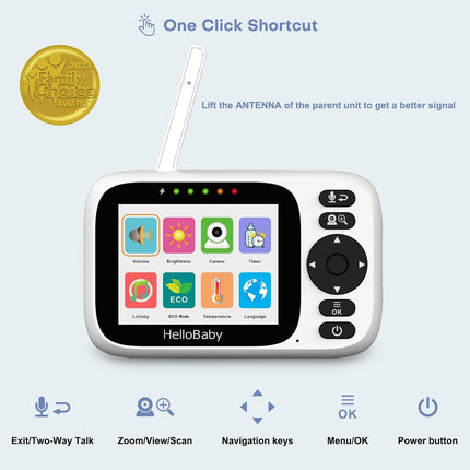 HelloBaby Baby Monitor Camera and Audio, Baby Camera No WiFi - 3.2” Screen