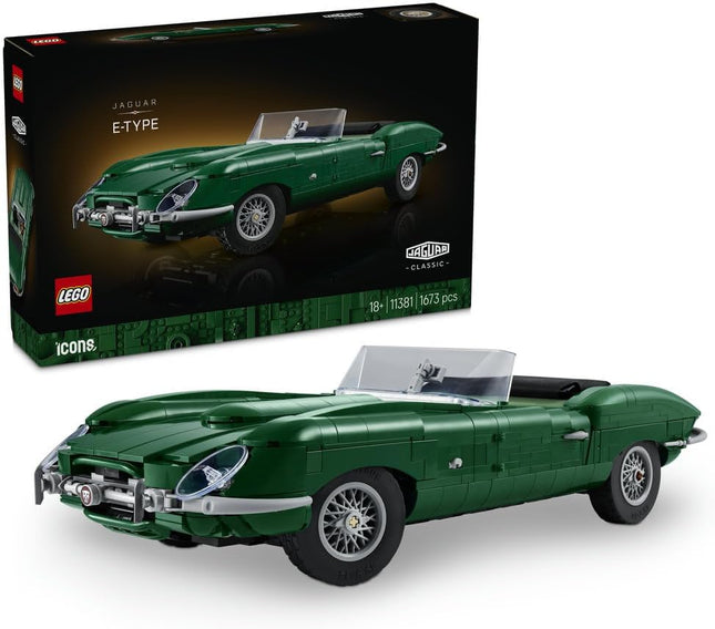 LEGO Icons Jaguar E-Type 11381 Classic Sports Car Model Kit for Adults, Inline-6 Engine & Toolkit, Gift for Motorsport Fans, 1,673 Pieces