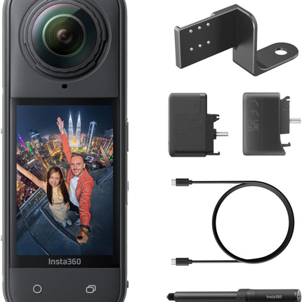 حزمة Insta360 X5 Creator - كاميرا حركة 360 درجة بدقة 8K ومقاومة للماء، إضاءة منخفضة رائدة، تأثير عصا سيلفي غير مرئية، عدسة متينة وقابلة للاستبدال، بطارية تدوم 3 ساعات، صوت واضح، تثبيت، تحرير بالذكاء الاصطناعي