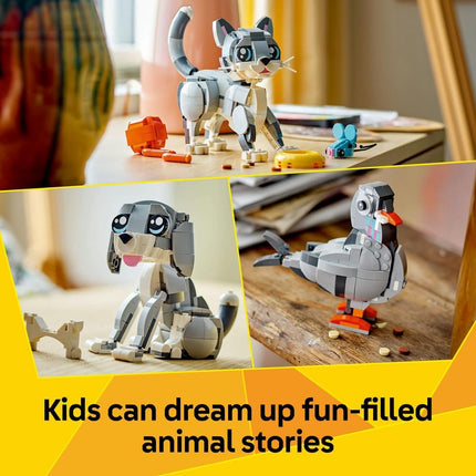 LEGO Creator 3in1 Playful Cat 31163 Cat Transforms into a Pigeon or Dog, Animal Figure Toy, Gift for 8+ Year Old Boys & Girls, 407 Pieces