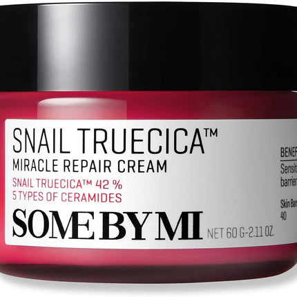 Some By Mi Snail Truecica Miracle Repair Cream | 60g | Made From Snail Mucin For Sensitive Skin | Daily Repair Face Moisturizer For Acne Marks & Strengthen Skin Barrier