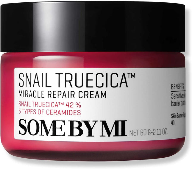 Some By Mi Snail Truecica Miracle Repair Cream | 60g | Made From Snail Mucin For Sensitive Skin | Daily Repair Face Moisturizer For Acne Marks & Strengthen Skin Barrier