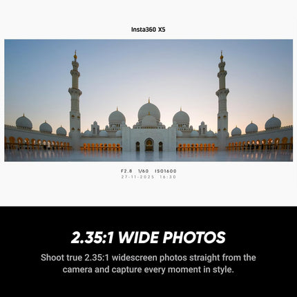 مجموعة مقبض التصوير Insta360 X5 - كاميرا 360 درجة بدقة 8K ومقاومة للماء، إضاءة منخفضة رائدة، تأثير عصا سيلفي غير مرئية، عدسة متينة وقابلة للاستبدال، بطارية تدوم 3 ساعات، واقي رياح مدمج، تثبيت