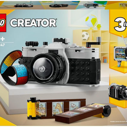 LEGO Creator 3in1 Retro Camera 31147 Retro Camera to Video Camera to TV, Desk or Bedroom Decor, Gift for 8+ Year Old Boys & Girls, 261 Pieces