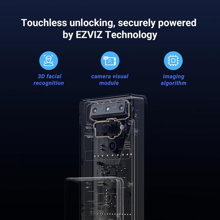 EZVIZ Smart Lock DL50FVS, 7-in-1 Smart Door Lock, 3D Face Recognition Door Lock, Built-in 8GB storage, Night Vision, Active Intercom, App Control, Free Installation (Black, 5085 Mortise)