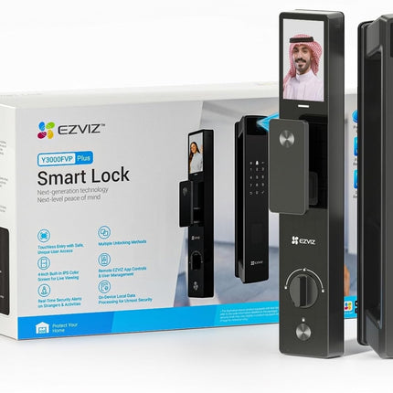 EZVIZ Smart Lock Y3000FVP PLUS, 8-in-1 Smart Door Lock, Palm Vein & 3D Face Recognition Door Lock, Built-in Wifi+8GB storage, Night Vision, Active Intercom & Child Safety (6068 Mortise)