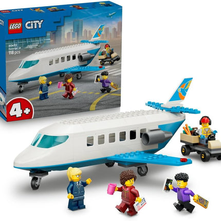 LEGO City Passenger Jet 60492 Plane Model Kit, 4 Minifigures & Travel Accessories, Educational Set, Gift for 4+ Year Old Boys & Girls, 118 Pieces