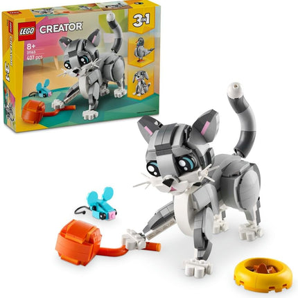 LEGO Creator 3in1 Playful Cat 31163 Cat Transforms into a Pigeon or Dog, Animal Figure Toy, Gift for 8+ Year Old Boys & Girls, 407 Pieces
