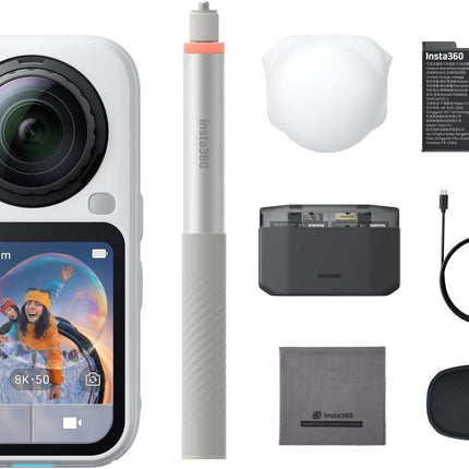 حزمة الأساسيات Insta360 X6 - كاميرا 360 بدقة 8K مع مستشعرات 1/1.1 بوصة