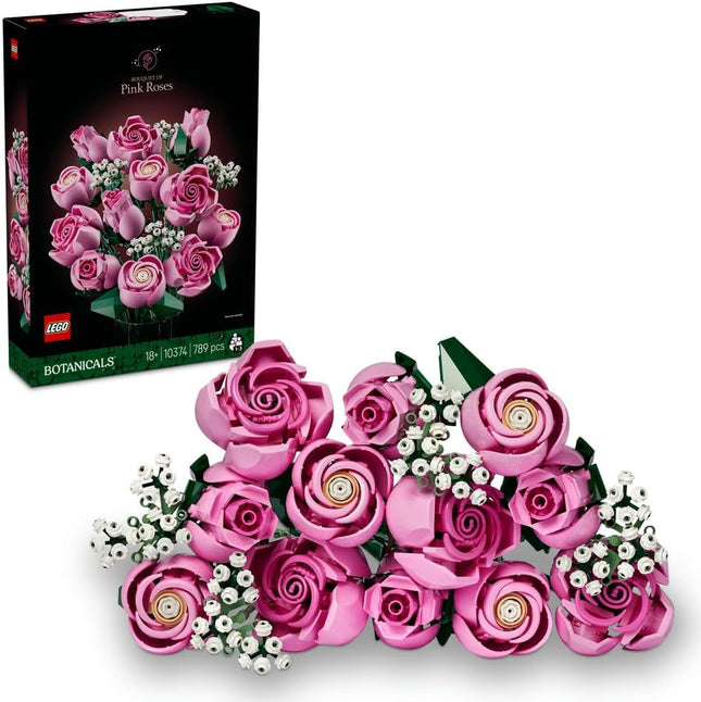 LEGO Botanicals Bouquet of Pink Roses 10374 Artificial Flowers, Baby's Breath Sprigs, Building Set for Adults, Home Decor, DIY Gift Idea, 789 Pieces