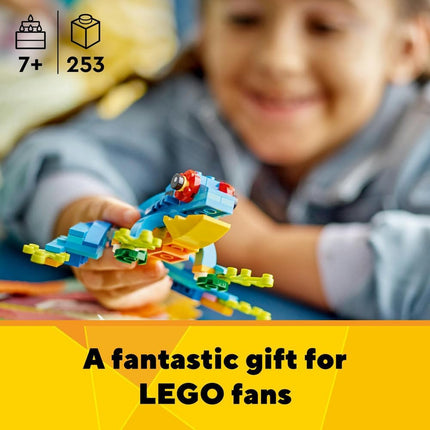 LEGO Creator 3in1 Exotic Parrot 31136 Parrot to Frog to Fish Animal Figures, Creative Building Toy, Gift for 7+ Year Old Boys & Girls, 253 Pieces