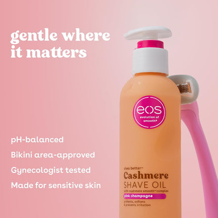 eos Cashmere Shave Oil Pink Champagne Moisturizing Soothes Prevents Irritation Razor Burn Bikini Area Approved 6 fl oz
