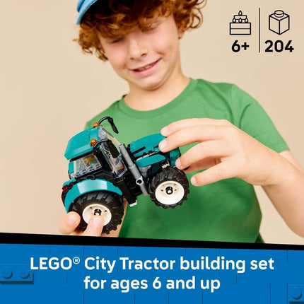 LEGO City Tractor 60498 Farm Vehicle Model Kit, Farmer Minifigure, Building Toy, Birthday Gift for 6+ Year Old Boys & Girls, 204 Pieces