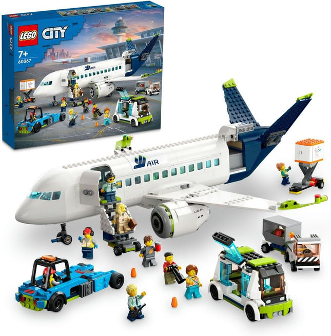 LEGO City Passenger Aeroplane 60367 Plane Model Building Set, Airport Ground Crew Vehicles, Play Set, Gift for 7+ Year Old Boys & Girls, 913 Pieces
